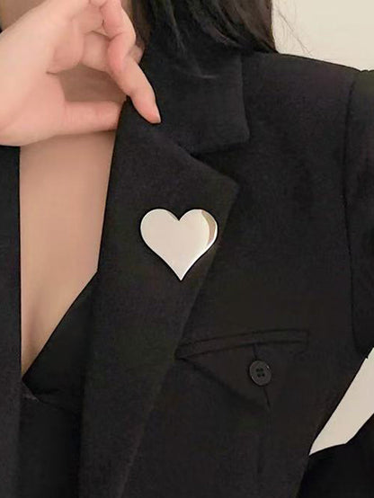 Solid Color Heart Shape Brooch Accessories