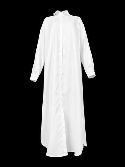 Chemises à manches longues, amples, boutonnées, couleur unie, col à revers fendu sur le côté, vêtements d'extérieur 