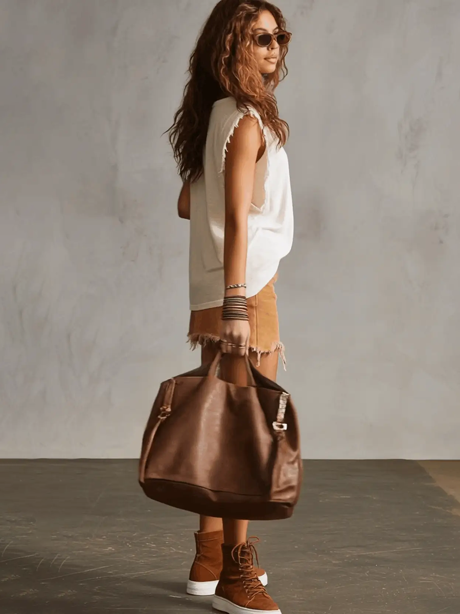 Loose Sleeveless Solid Color Tasseled V-Neck Tank Top