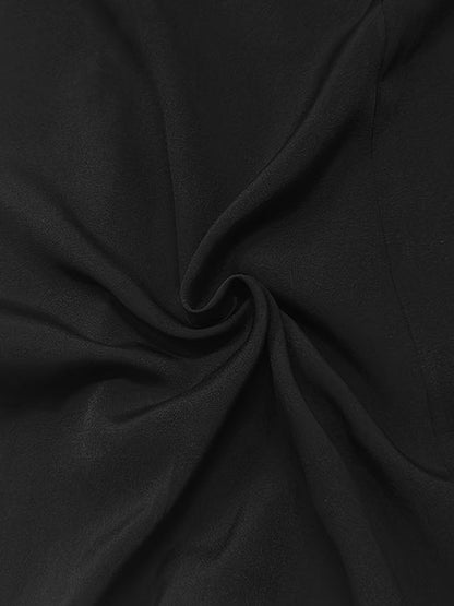 Long Sleeves Buttoned See-Through Solid Color Split-Side Lapel Maxi Dresses Shirt Dress