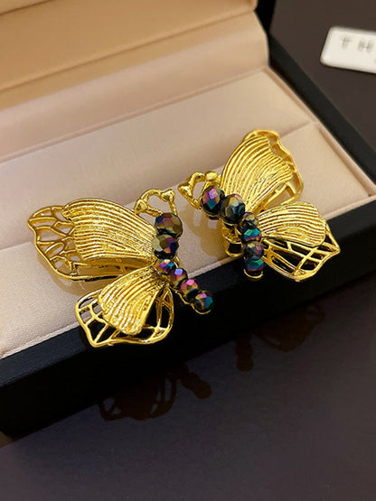 Butterfly Shape Rhine Stones Drop Earrings