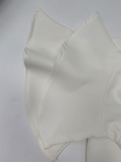 A-Line Flared Sleeves Shiny Solid Color Split-Joint Square-Neck Maxi Dresses