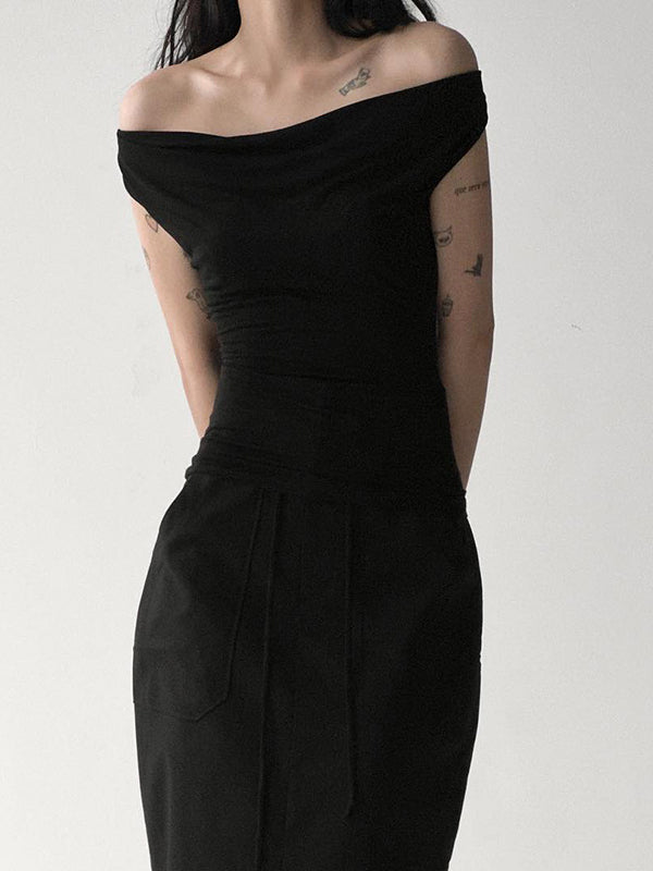 T-shirt ample, moulant, dos nu, à lacets, transparent, couleur unie, fendu, épaules dénudées 