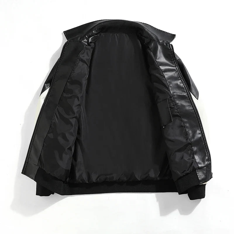 Unisex Leather Jacket | Motorcycle Biker Bomber Jacket | Padded Windbreaker
