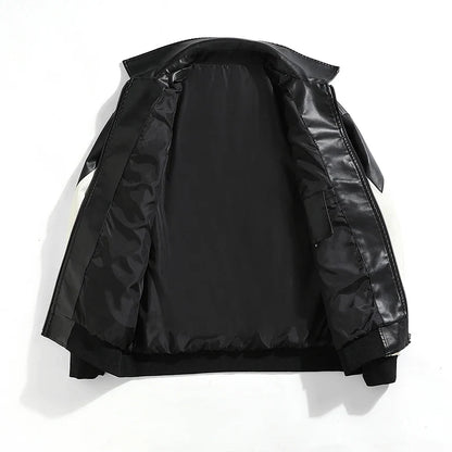 Unisex Leather Jacket | Motorcycle Biker Bomber Jacket | Padded Windbreaker