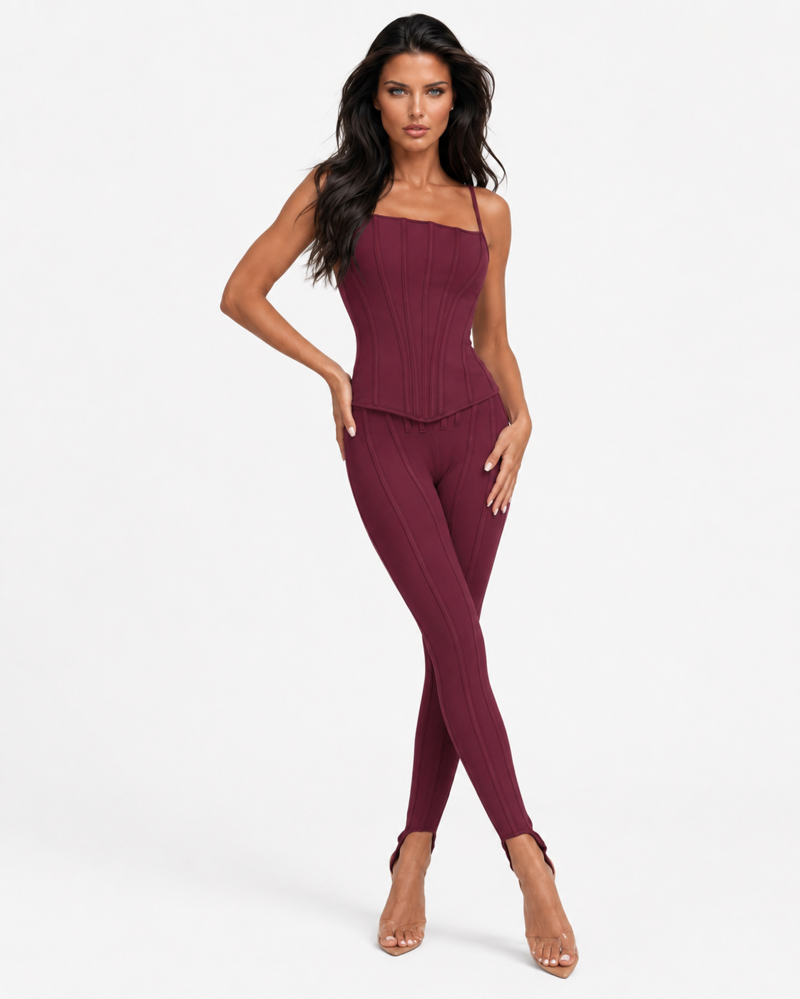 HATICE Power Curve Corset Set – Structured Corset Top & High-Rise Skinny Pants