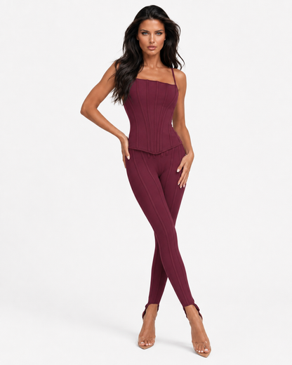 HATICE Power Curve Corset Set – Structured Corset Top & High-Rise Skinny Pants