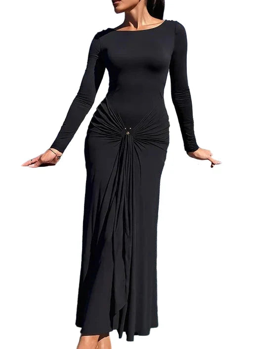 ADA Long Sleeve Maxi Bodycon Dress BLACK