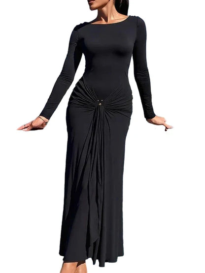 ADA Long Sleeve Maxi Bodycon Dress BLACK
