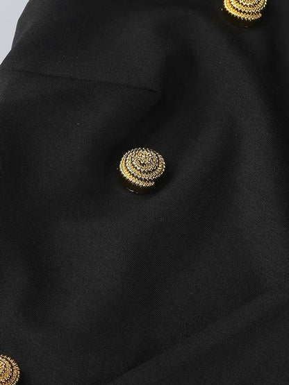 ADELA Gold Button Draped Maxi Dress