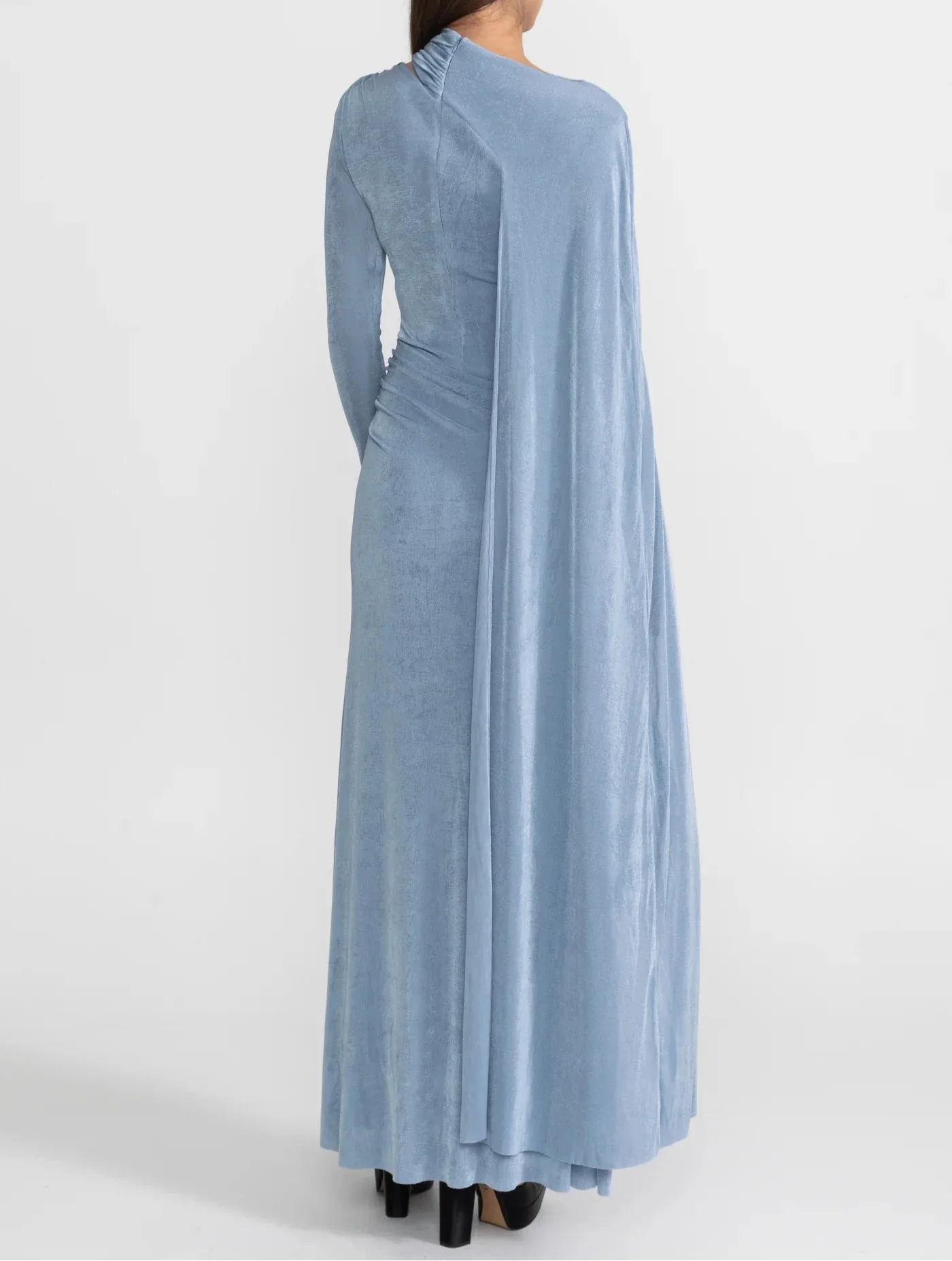 ADELET DRAPED ASYMMETRIC CUTOUT MAXI DRESS