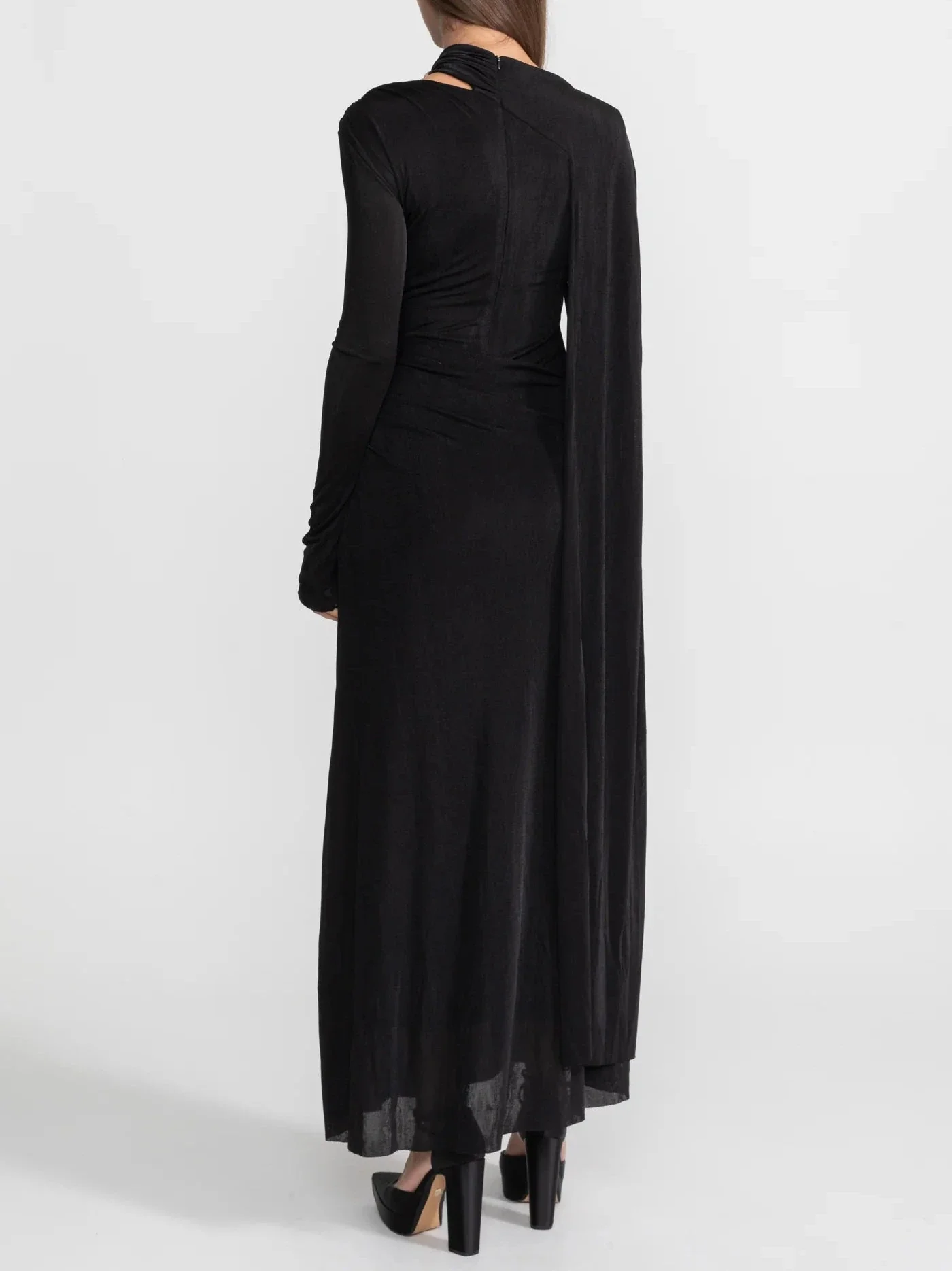 ADELET DRAPED ASYMMETRIC CUTOUT MAXI DRESS