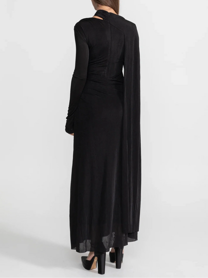 ADELET DRAPED ASYMMETRIC CUTOUT MAXI DRESS