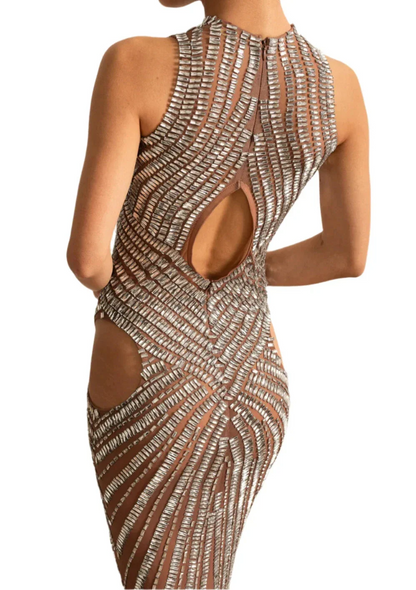 ADINA Sexy Crystals Maxi Dress