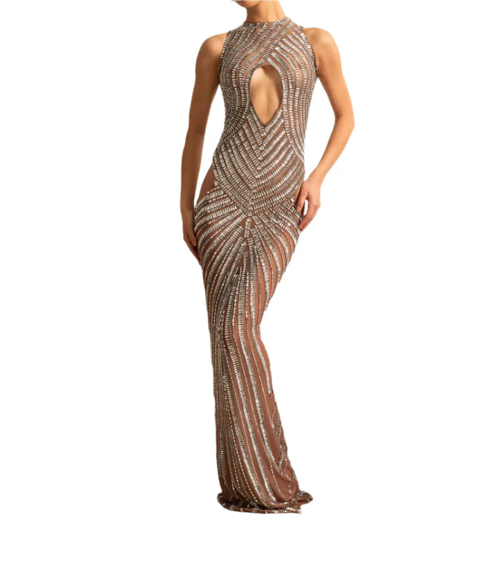 ADINA Sexy Crystals Maxi Dress
