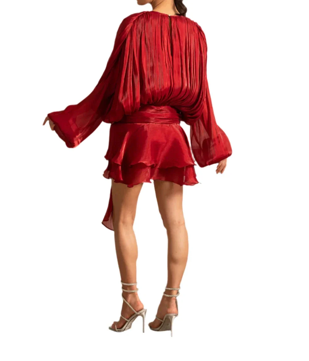 AENNE Long Sleeve Flare Mini Bodycon Dress