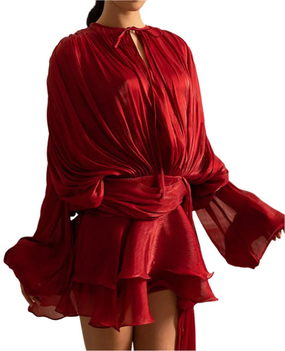 AENNE Long Sleeve Flare Mini Bodycon Dress
