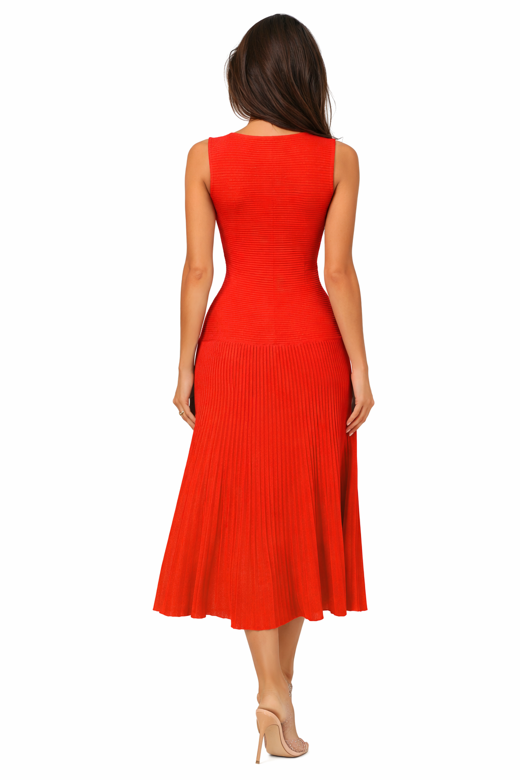 NAREL Pleated Knit Midi Dress | Elegant Sleeveless Dress