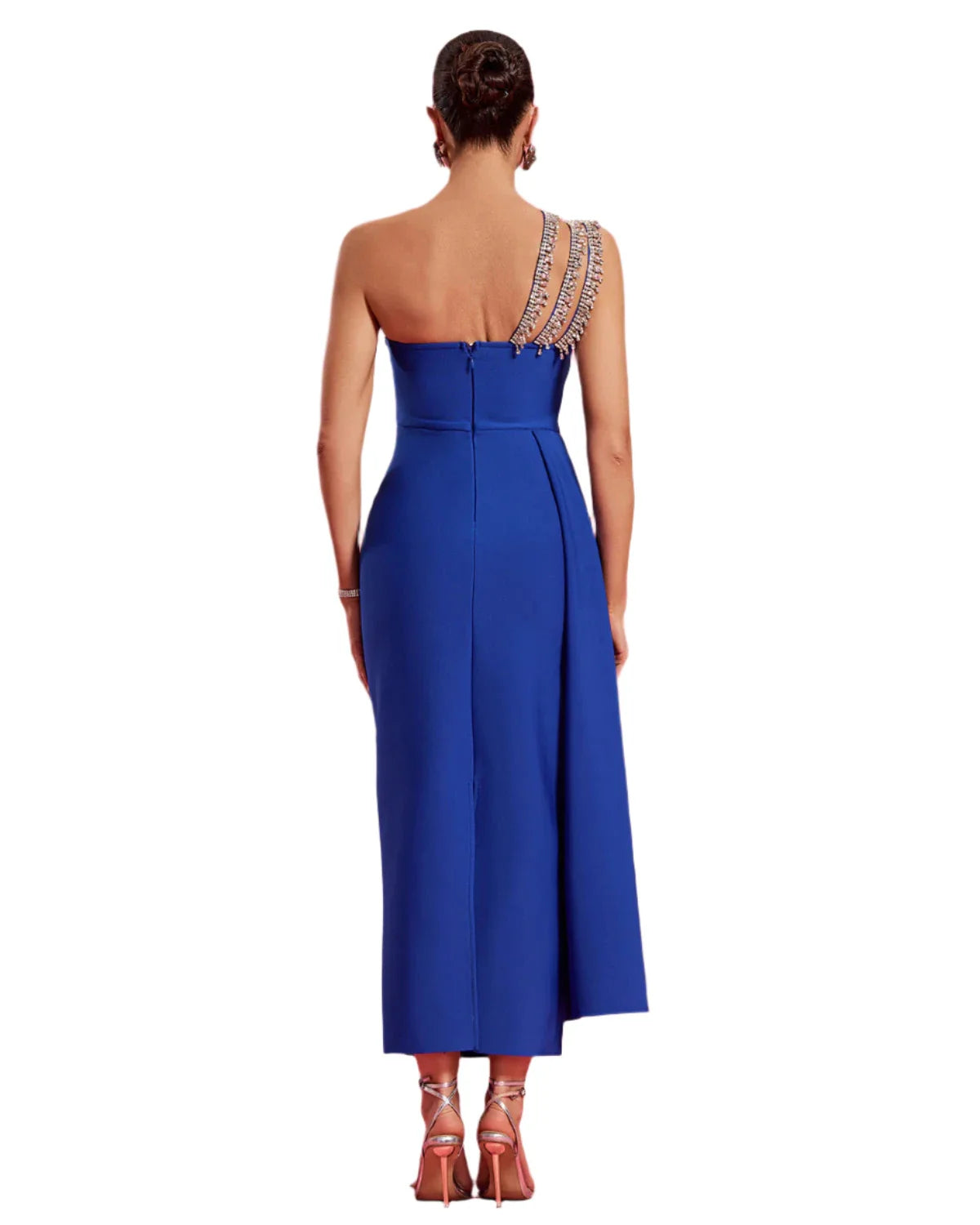 ALARA Elegant Wedding Guest Draped Tail Dress
