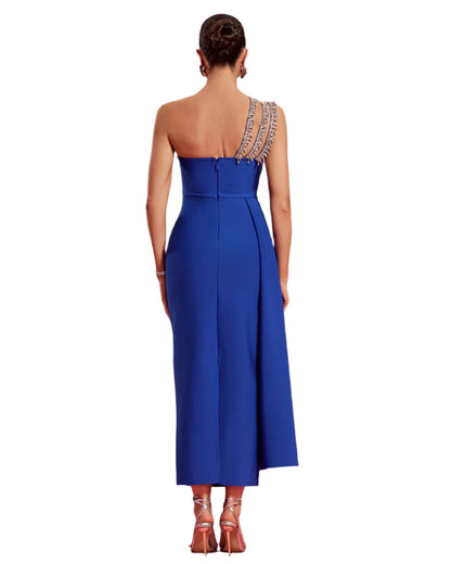 ALARA Elegant Wedding Guest Draped Tail Dress