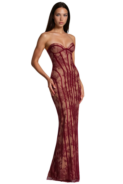 ALCHIMIE Lace Corset Maxi Dress | Elegant Bodycon Evening Gown