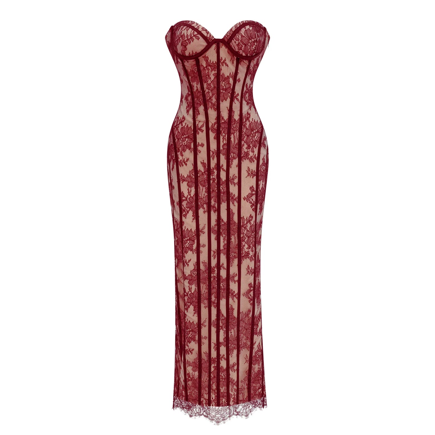 ALCHIMIE Lace Corset Maxi Dress | Elegant Bodycon Evening Gown