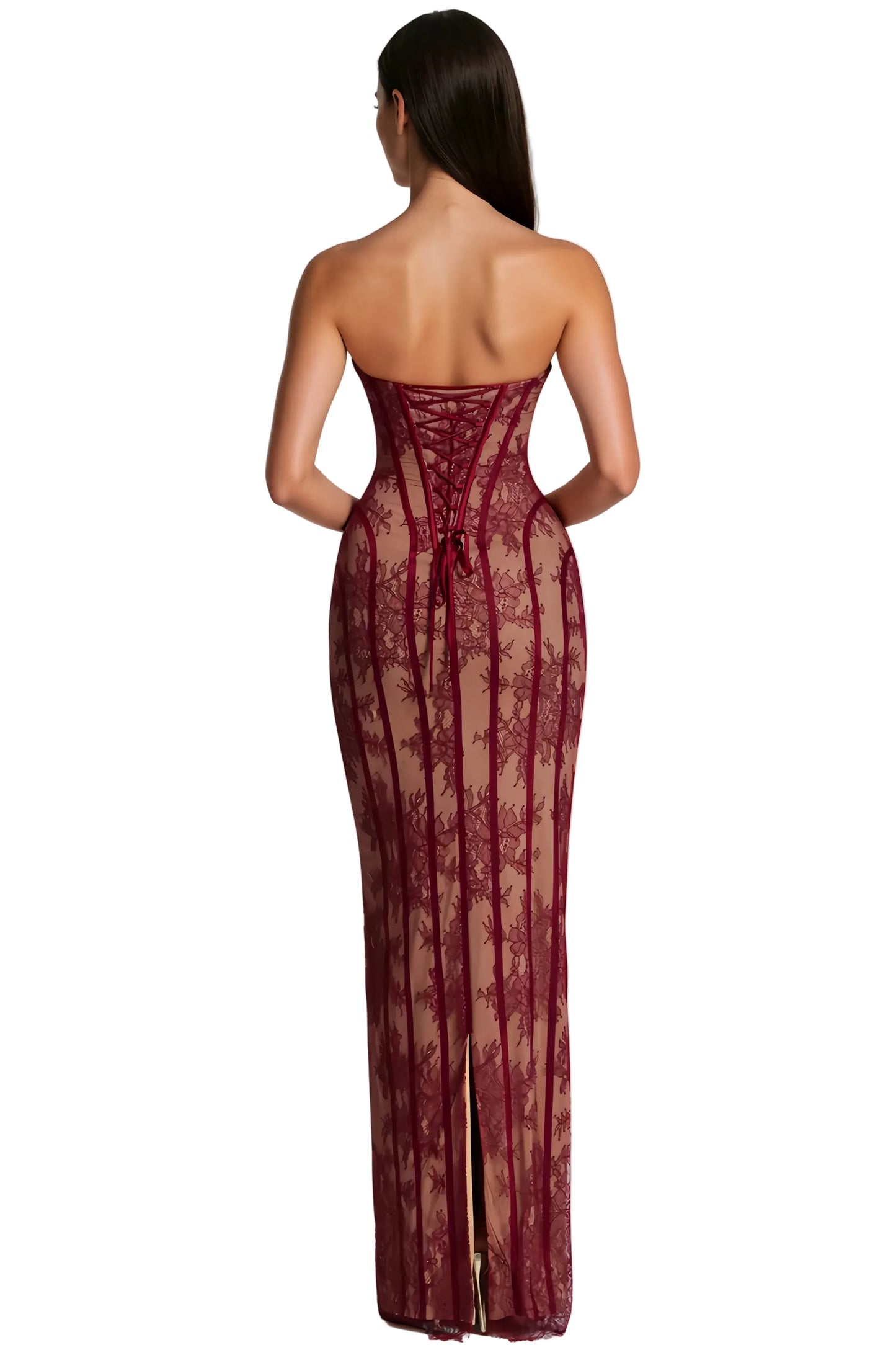 ALCHIMIE Lace Corset Maxi Dress | Elegant Bodycon Evening Gown