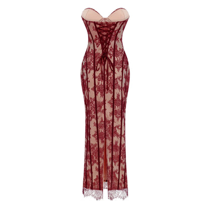 ALCHIMIE Lace Corset Maxi Dress | Elegant Bodycon Evening Gown