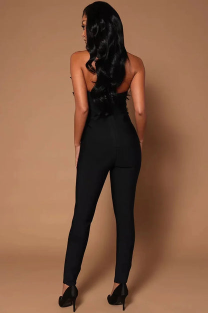 NEXT DAY DELIVERY ALDA Feathers Bandage Jumpsuit
