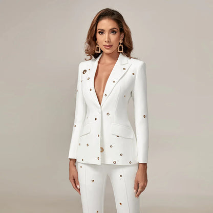 ALINE Metal Ring & Mid-High Waist Flared Suit