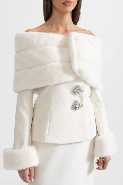 ALUHE Fur Crystals Midi Bodycon Set