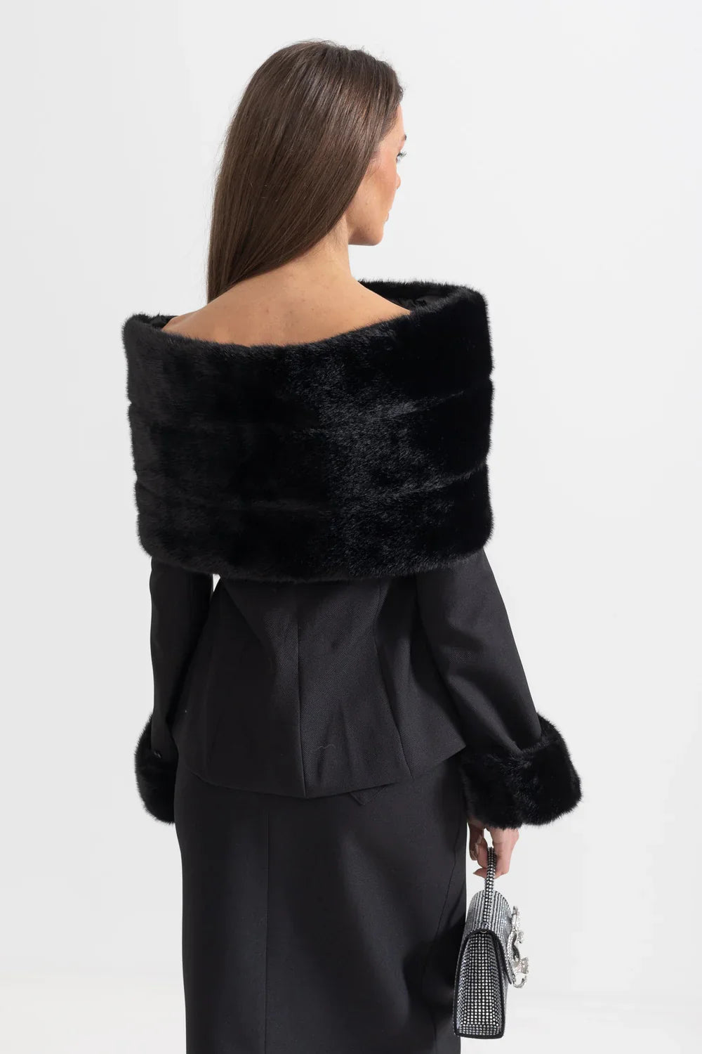 ALUHE Fur Crystals Midi Bodycon Set