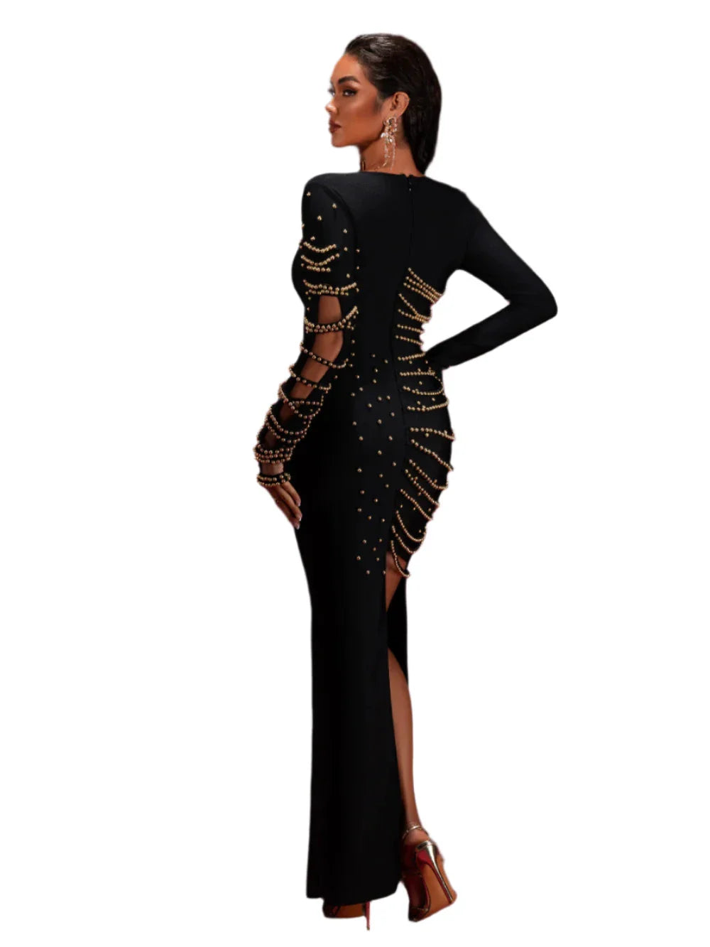 ALVE Gold Beadwork Luxury Bandage Maxi Gown