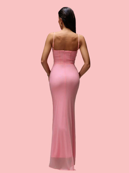 NEXT DAY DELIVERY AMBER Mesh Corset Maxi Dress
