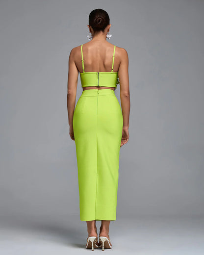 AMBIKA 3D Flower Orchid Top Bandage Skirt Set