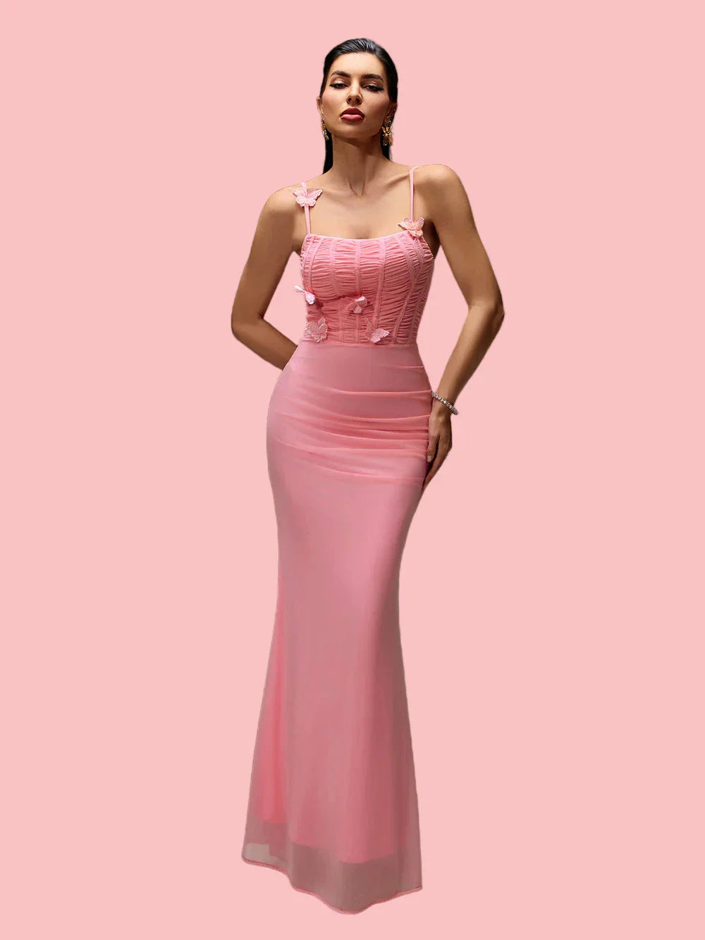NEXT DAY DELIVERY AMBER Mesh Corset Maxi Dress