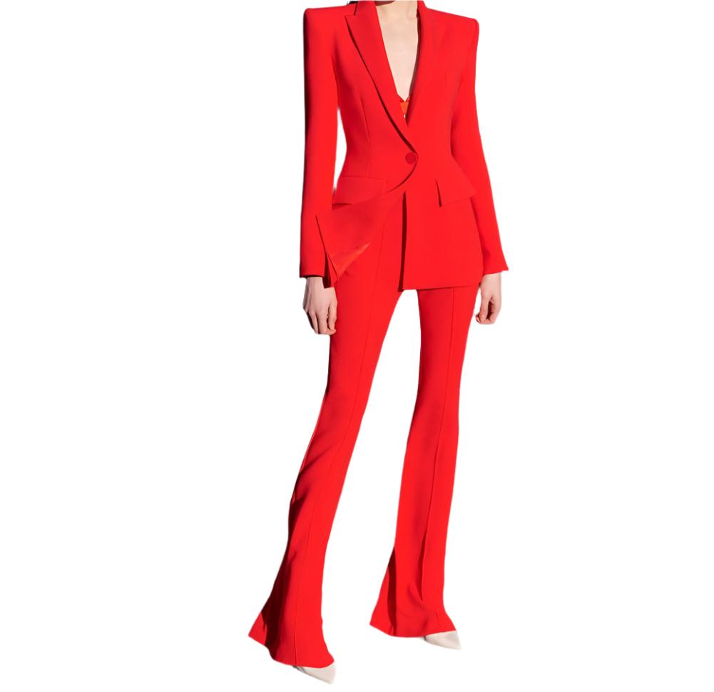 AMY V Neck Long Sleeve Bell-Bottoms Bodycon Suit