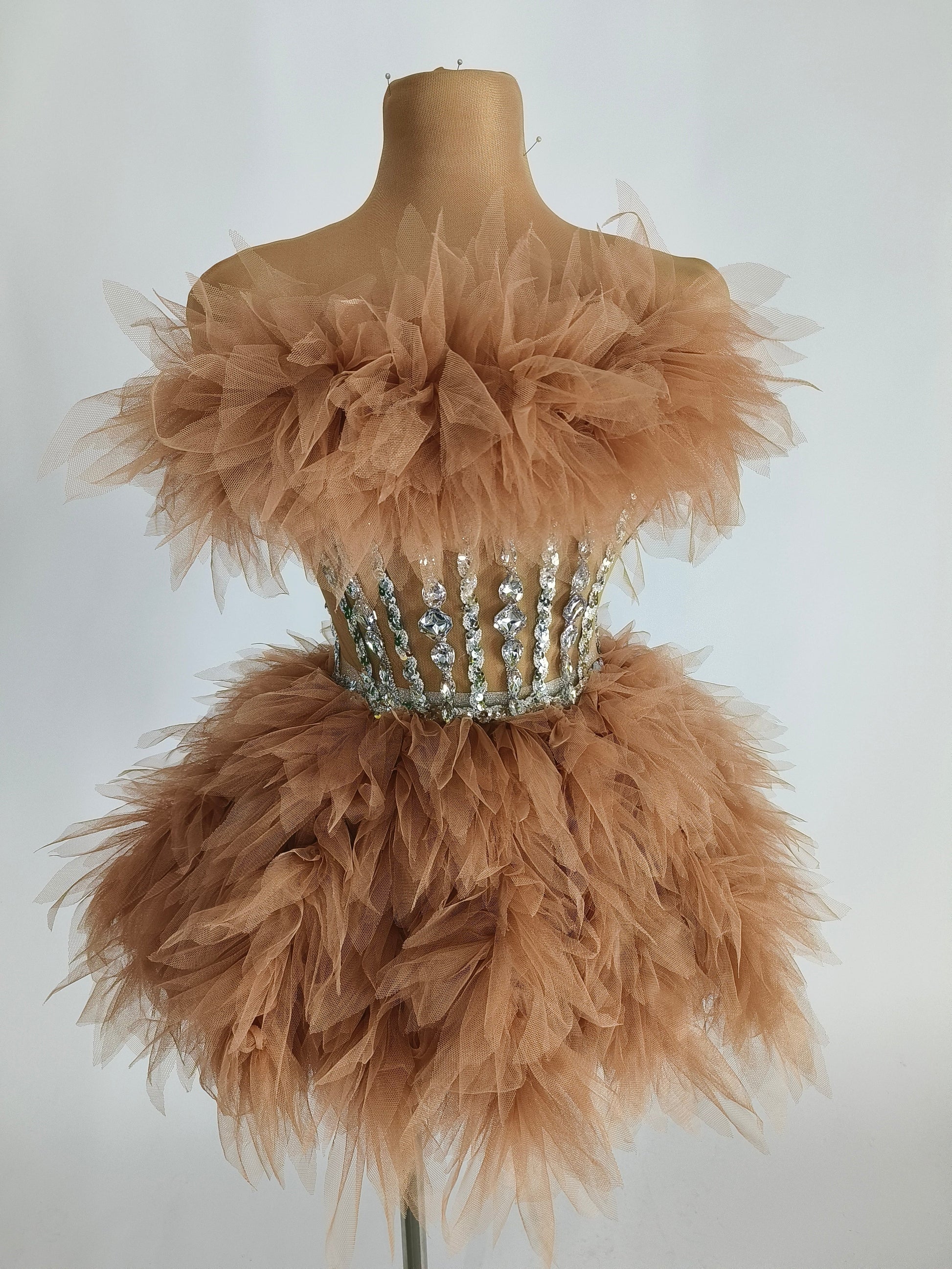 ASNER Feather Couture Mini Dress