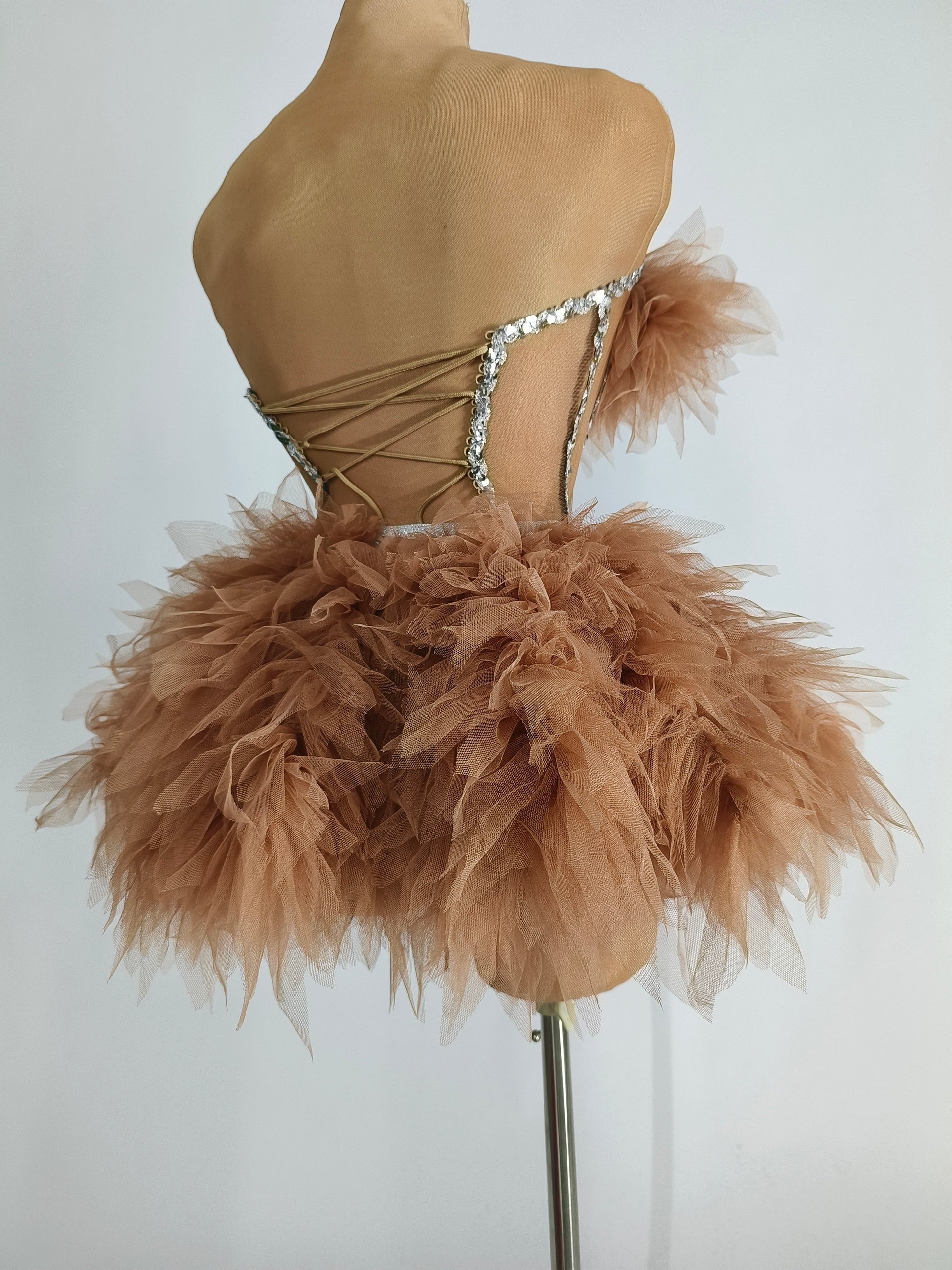 ASNER Feather Couture Mini Dress