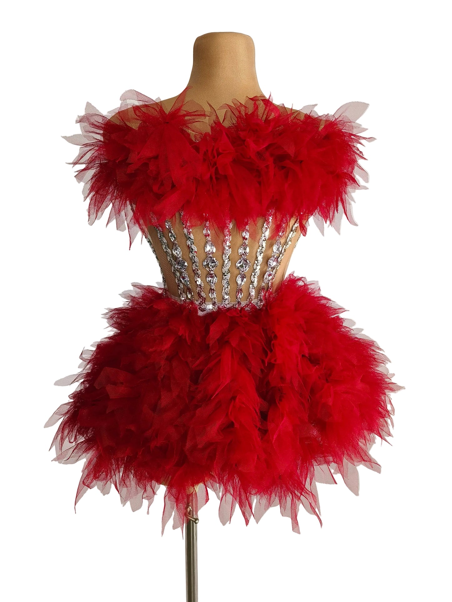 ASNER Feather Couture Mini Dress