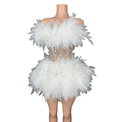 ASNER Feather Couture Mini Dress