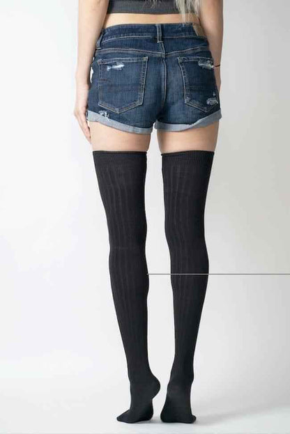 Bundled Ribbed Thigh High Socks