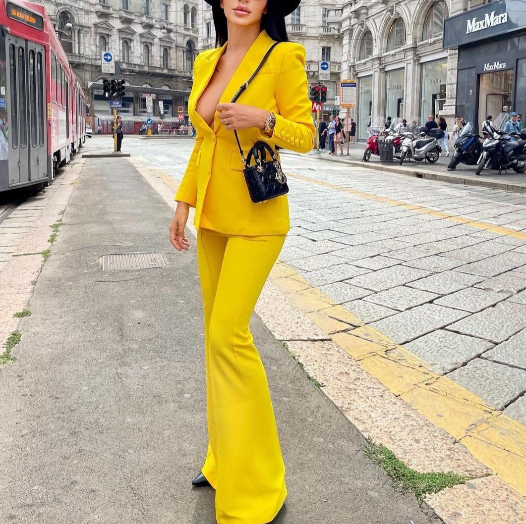 AZAELIA 2 Pieces Bodycon Set YELLOW