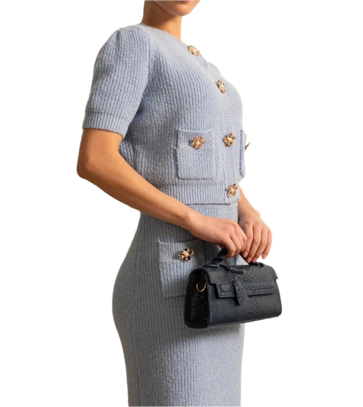 AZUR Classic Knit with Gold Buttons Set
