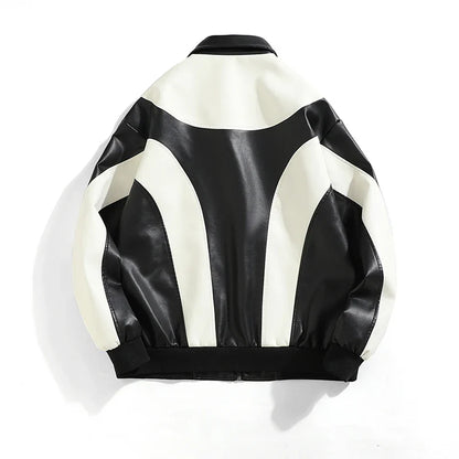 Unisex Leather Jacket | Motorcycle Biker Bomber Jacket | Padded Windbreaker