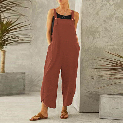 Thesa | Women's Wide Leg Overalls with Adjustable Straps
