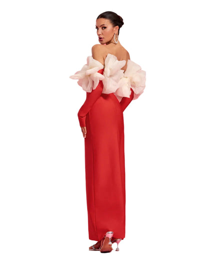 BABETT Floral-Shape Bowknot Embellished Maxi Dress