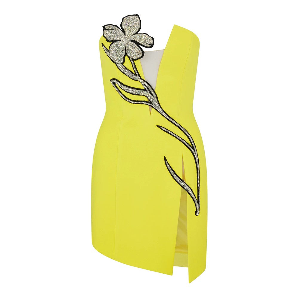 BELEN Mesh Rhinestone Mini Sleeveless Strapless Bandage Dress