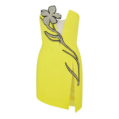 BELEN Mesh Rhinestone Mini Sleeveless Strapless Bandage Dress