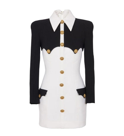 BELYNDA Bicolor Long Sleeve Mini Bandage Dress